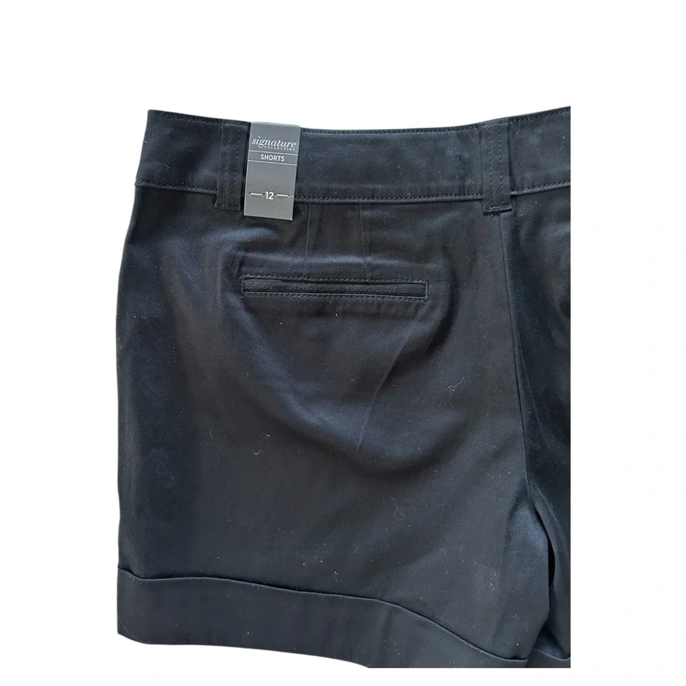 WHITE HOUSE BLACK MARKET Black 5” Tailored Cotton Cuffed Shorts Sz 12 Lg NWT - Picture 4 of 6